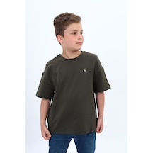 Toontoy Kids Toontoy Erkek Çocuk Baskılı Bisiklet Yaka Kısa Kollu Tişört Haki