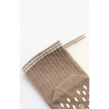 Markaon Çemberli Basic Penye Kaymaz Soket Çorap 2li 10146 Kahve renkli