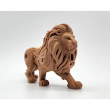 Ahşap Oymalı Aslan Dekorasyon Ürünü Masaustu Dekoratif 13cm