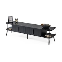 Onurdesign16 Dark Siyah Mermer Desenli Metal Kasalı Tv Sehpası