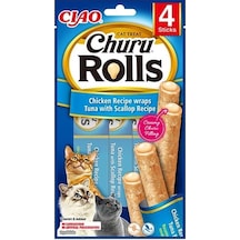 Ciao Sticks Tavuk Sargılı Ton Balıklı Ve Deniz Taraklı Kedi Ödül Maması 4 X 10 Gr