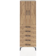 Arges Dolap Tek Raflı 5 Çekmeceli Tek Askılı 60x30x182 Aytaşı-çam Aytası