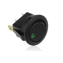 Yuvarlak Nokta Işıklı Anahtar Yeşil 12v 3p - 20 Adet