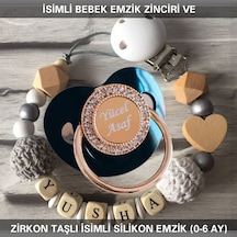 Sahi Aksesuar İsimli Emzik Zinciri Ve İsimli Silikon Emzik 0-6 Ay Bezyı457 Beyaz
