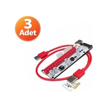 3 Adet - Ver008s Riser Kart - Pcı-ex 1x To 16x Usb 3.0 Ekran Kartı Uzatma Mining Adaptörü