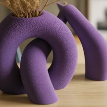 3d Baskı Interlocking Vazo - İç İçe Geçen Dekoratif Vazo-mor Sarı