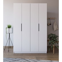 Monza 4 Kapılı Beyaz Gardırop Dolap 120 Cm