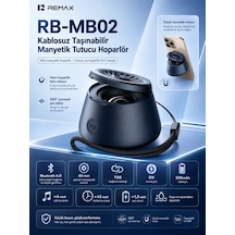 Remax Magsafe Magnetik 2'si 1 Aradatelefon Tutucu Şarjlı Mini Bluetooth Hoparlör 5w Rb-mb02 Lacivert