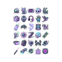 30 Adet 3d Sevimli Cyberpunk Robot Sticker Seti - Laptop Defter Telefon İçin Çok Renkli