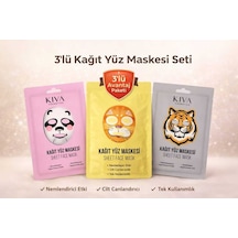 3 Lü Kağıt Yüz Maskesi Seti Panda Kaplan Kedi Sheet Face Mask Cilt Bakım Maskesi