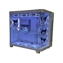 Kuromi Karakterli 7 Argb Fanlı 850w 80 Plus Bronz Power'lı 360mm Sıvı Soğutmalı Beyaz Akvaryum Kasa