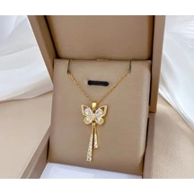 Shinefly Altın Kaplama Kelebek Püskül Kolye-sevdiklerinize Ve Kendinize En Özel Hediye Altın