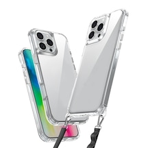 Apple Uyumlu iPhone 16 Pro Max Kılıf Korumalı Takılabilir Askı Aparatlı Şeffaf