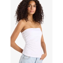 DeFacto Slim Fit Dar Kesim Straplez Beyaz Bluz F4425AX25SMWT79