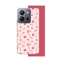 Vivo Y36 Uyumlu Pembe Çiçekli Pattern Baskılı Silikon Kılıf Renkli