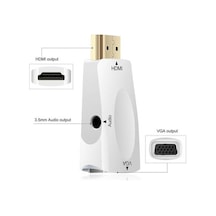 Hdmi To Vga Dönüştürücü Çevirici Receiver Uydu Ps3 Ps4 Xbox Pc