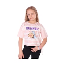 Toontoy Kids Toontoy Kız Çocuk Runner Baskılı Batikli Tişört Pudra