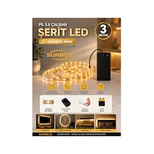 Pilli Led Şerit 3 Metre Günışığı Butonlu- Yapışkanlı Kablosuz Dekoratif Aydınlatma - Pil Hediyedir Günışığı Günışığı