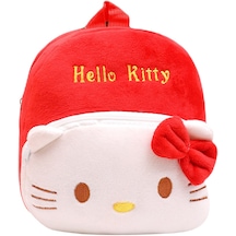Kırmızı Hello Kitty Desenli Peluş Çocuk Okul Sırt Çantası, Anaokul Çantası 001