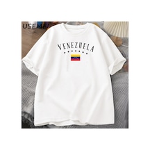 Tarzsokak Venezüella Bayrağı T-shirt Adam Pamuk Kısa Kollu Tees Unisex Baskılı Grafik T Shirt Boy Adam 2967 Beyaz