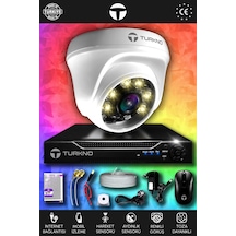 Turkno 1 Kameralı Domie 1 İç Kamera Set HDD'siz Full HD Renkli Gece Görüşlü Güvenlik Kamerası Sistemi