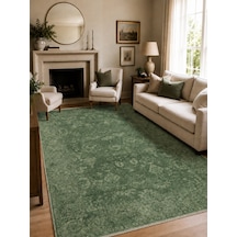 Shiraz Shr 02 Green Vintage Eskitme Tarzı Yumuşak Dokulu Salon Halısı Oturma Odası Halısı Yeşil