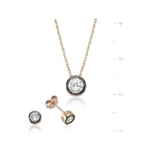 Gümüş Yuvarlak Tek Taş Kadın Set (77923411)