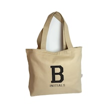 Bej Harfli Tote Bag Çok Renkli