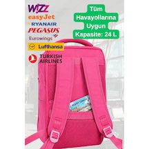 Jet Turtle Seyahat Sırt Çantası 40cm 40x25x15 Cm Pegasus, Wizz Air, Ryanair, El Valizi Koltuk Altı Valizi Fuşya