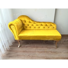Dekoratif Bihter Koltuk Josefin Puf 120 Cm Gold Ayak Sarı