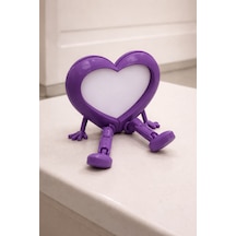 Bezos 3d Baskı Aşk Kalpli Fotoğraf Çerçevesi - Hareketli Bacaklı Masaüstü Çerçeve-mor 22