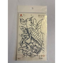 Koi Balığı 18x11 Cm Yarı Kalıcı Hayalet Geçici Dövme Yapıştırma Dövme