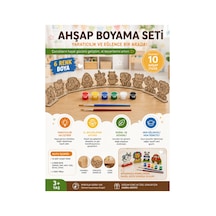 Çocuklar İçin 10 Adet Eğitici Ahşap Boyama Seti Yaratıcı Oyuncak Boya + Fırça Dahil Kahverengi