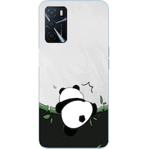 Oppo A16 Uyumlu Bambuya Çıkan Panda Baskılı Silikon Kılıf Renkli