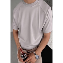 Genius Store Erkek Tişört Basic Bisiklet Yaka Tişört Rahat Kesim Dökümlü Günlük Spor Tshirt Gri