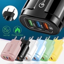 Prestigegoods Android/ios Uyumlu 3 Bağlantı Noktalı Usb3.0 Şarj Adaptörü, Avrupa/amerikan Standartlı, Renkli Cep Telefonu İçin