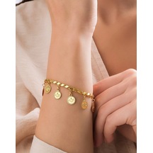 Reşat Baskı Altınlı Pullu Model Bileklik Sarı Altın