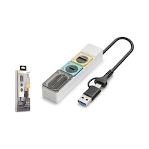 Hadron Hdx7058 Hub 5gbps 1x Type-c 3.2+1xusb-a 3.2+sd+microsd 4 Port 2in1 Kablolu Kart Okuyu Beyaz