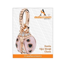 Pembe Uğur Böceği Charm Gümüş Kaplama