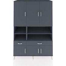 Kronos Dolap 8 Raflı 2 Çekmeceli 6 Kapaklı 132x59x195 Antrasit-antrasit/antrasit Antrasıt/antrasıt