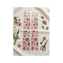 60 Adet Kabartmalı Çiçek Desenli Sticker 4 Sayfa Diğer