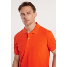 Tudors Erkek Slim Fit Dar Kesim %100 Pamuk Mercan Polo Yaka Tişört-32782 Mercan1 Mercan