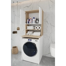 %100 Mdf Çamaşır Makinesi Dolabı Beyaz Beyaz Meşe