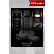 Audi A3 2010 Uyumlu Lüks Siyah Renk Premium 2 Adet Minder Ve Yastık