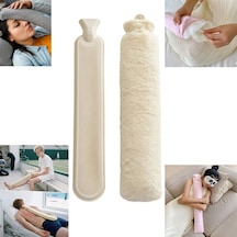 Sunup Sn-29910 Peluş Kılıflı Yumuşak Dokulu Uzun 76 Cm 2500 Ml Kapasiteli Sıcak Su Torbası Beyaz