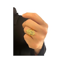 Magold Maraş Kalemkar İşçiliği Mekik Altın Yüzük 14 Ayar