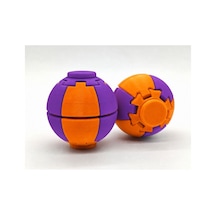 Alvera Press Küresi 3d Baskı Dönüşen Mekanik Fidget Stres Oyuncağı-turuncu-mor