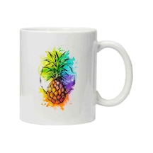 Kupa Bardak Ananas Kokteyl Suluboya Resim Punch Dövme Suluboya