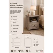 Renazzo %100 Mdf Komodin - Çekmeceli Atlantik Çam
