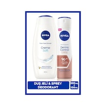 NIVEA Kadın Creme Soft Duş Jeli 500 ML ve Sprey Deodorant Derma Control Clinical 150 ML, 96 Saat Ter Koruma